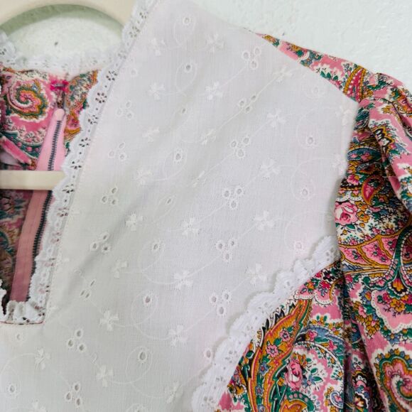 Vintage Prairie Dress Womens Floral Paisley Western Cottage Core Peasant Boho - Picture 7 of 14